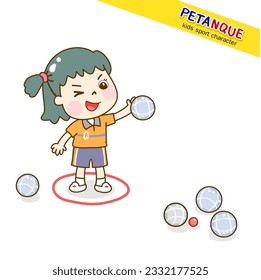 Cartoon kids playing Petanque character.