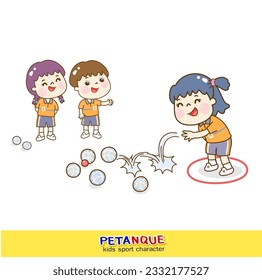 Cartoon kids playing Petanque character.