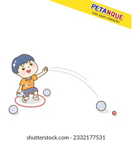 Cartoon kids playing Petanque character.