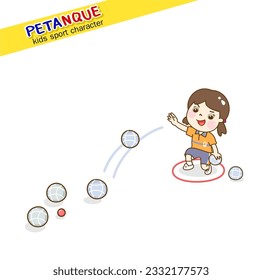 Cartoon kids playing Petanque character.
