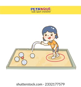 Cartoon kids playing Petanque character.