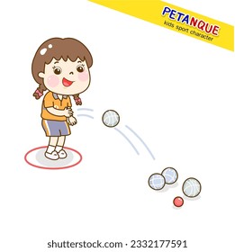 Cartoon kids playing Petanque character.