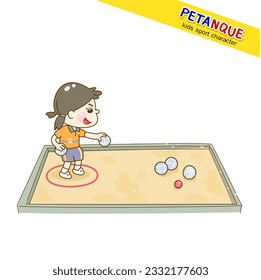 Cartoon kids playing Petanque character.