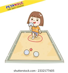 Cartoon kids playing Petanque character.