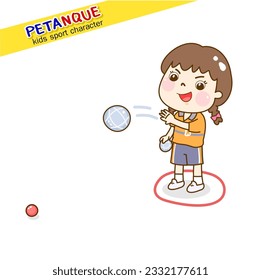 Cartoon kids playing Petanque character.