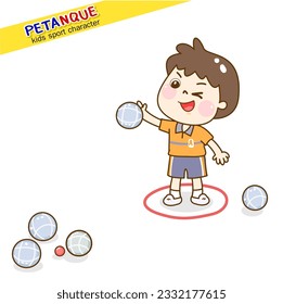 Cartoon kids playing Petanque character.
