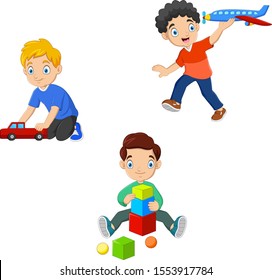 Cartoon a kids playing toys