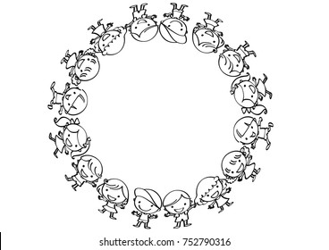 cartoon kids with round border
