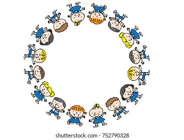cartoon kids with round border