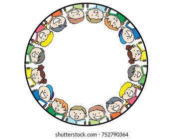 cartoon kids with round border
