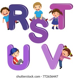 Cartoon kids with RSTUV letters
