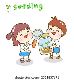  Niños de dibujos animados y vector de siembra.