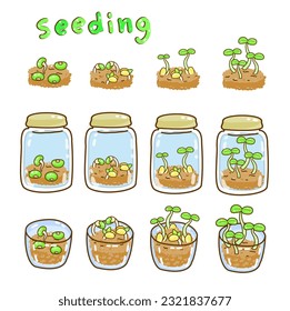  Cartoon kids and seeding vector.