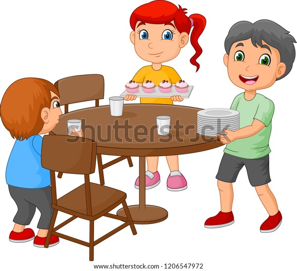 Vector de stock (libre de regalías) sobre Niños dibujando en la ...