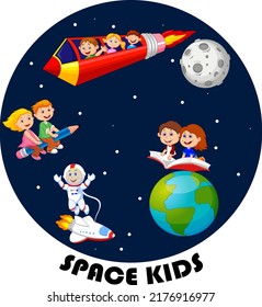 Cartoon kids space travel collection