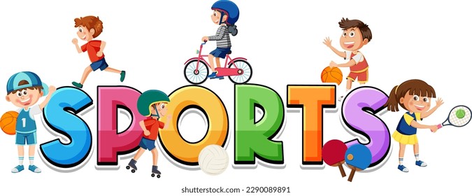 Cartoon Kids Sports Banner Design illustration