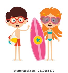 Cartoon Kids In Summer Suit