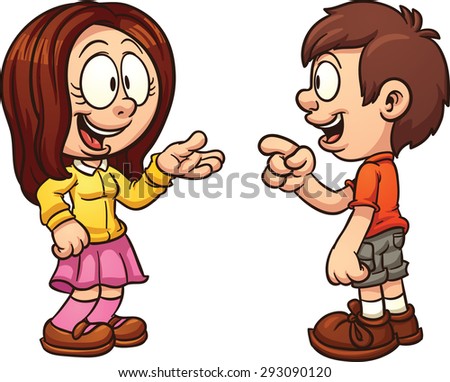 Cartoon Kids Talking Vector Clip Art Stock Vector (Royalty Free