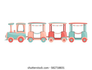 Cartoon kids train. Vector illustration.