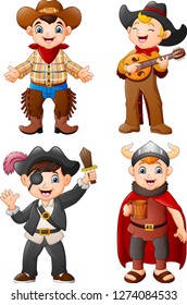 Cartoon kids wearing a different costume
