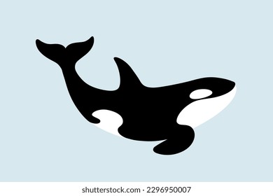 Ballena asesina de caricaturas. С carácter animal puro. Ilustración vectorial.