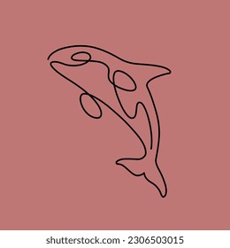 Cartoon killer whale. Сute animal character. Vector illustration.