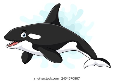 Cartoon killer whale on white background