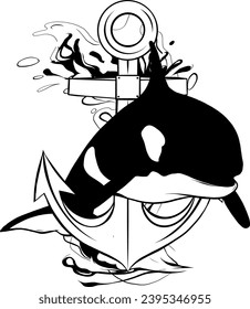 Ballena asesina de caricaturas. Ilustración vectorial.