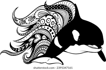 Ballena asesina de caricaturas. Ilustración vectorial.