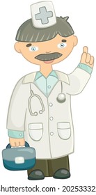cartoon kind gray doctor in vector