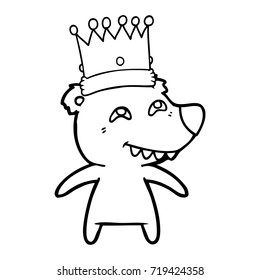 caricatura del oso rey mostrando dientes