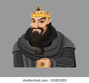 Cartoon king in black. Vector illustration