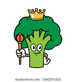 Cartoon King Broccoli Character Illustration