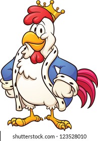 Cartoon king chicken. Vector clip art illustration with simple gradients. All in a single layer.