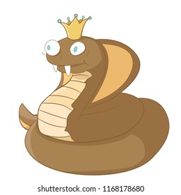 cartoon king cobra with crown on head