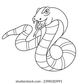 Cartoon king cobra snake line art