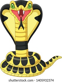 Cartoon king cobra snake mascot svg