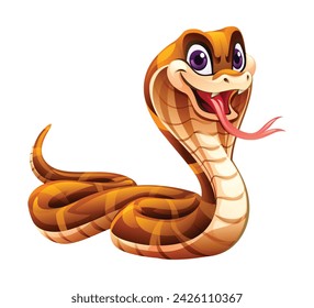 Cartoon king cobra snake vector illustration isolated on white background