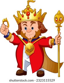 Cartoon king holding a golden scepter
