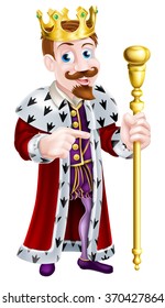 Cartoon king holding a sceptre and giving a thumbs up