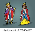 cartoon king and queen vector pro Vector illustration with simple gradients