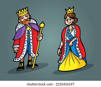 cartoon king   queen vector pro Vector illustration and simple gradients