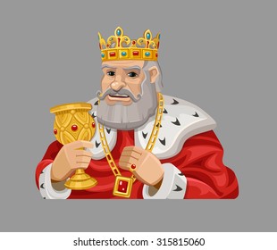 Rey de caricatura en rojo. Ilustración del vector