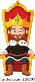 Cartoon King Sitting On The Throne