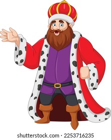 Cartoon king standing on white background