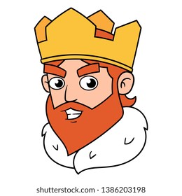 Cartoon King Vector Portrait Illustration