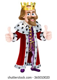Cartoon king wearing a crown and giving two thumbs up