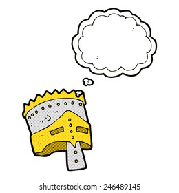 cartoon king's armor with thought bubble