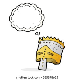 cartoon king's armor with thought bubble
