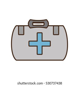 Cartoon Kit First Aid Cross Emergency Medical Design Vector Illustration Eps 10